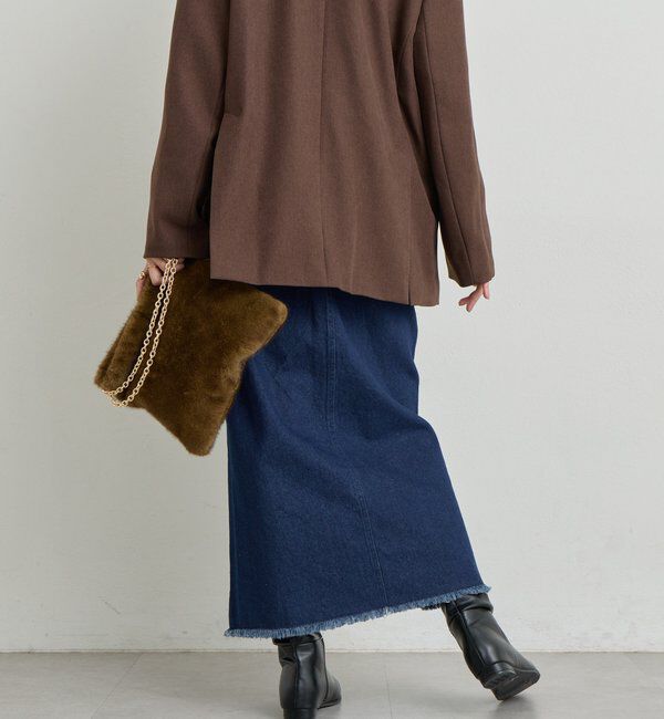  「《大人カジュアルに◎》裾フリンジデニムスカート」|スカート|