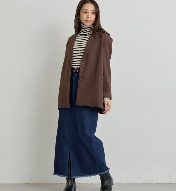  「《大人カジュアルに◎》裾フリンジデニムスカート」|スカート|