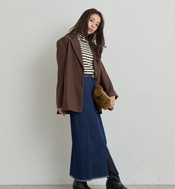  「《大人カジュアルに◎》裾フリンジデニムスカート」|スカート|