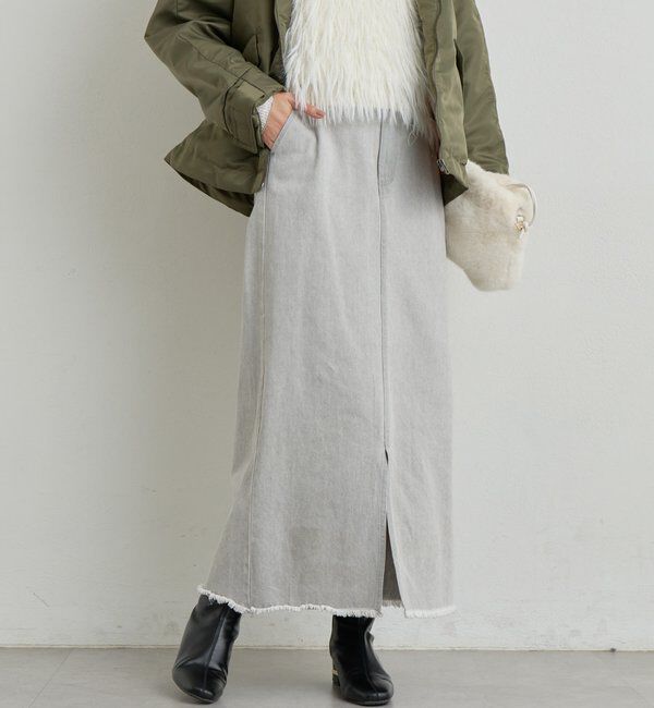  「《大人カジュアルに◎》裾フリンジデニムスカート」|スカート|