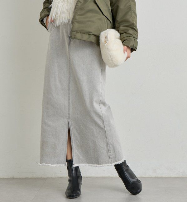  「《大人カジュアルに◎》裾フリンジデニムスカート」|スカート|