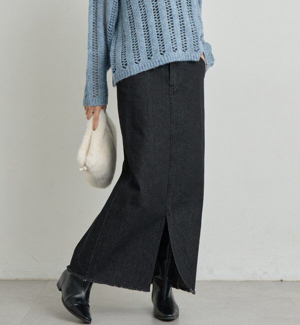  「《大人カジュアルに◎》裾フリンジデニムスカート」|スカート|