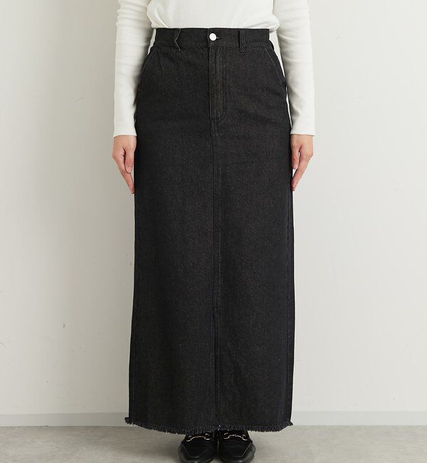  「《大人カジュアルに◎》裾フリンジデニムスカート」|スカート|