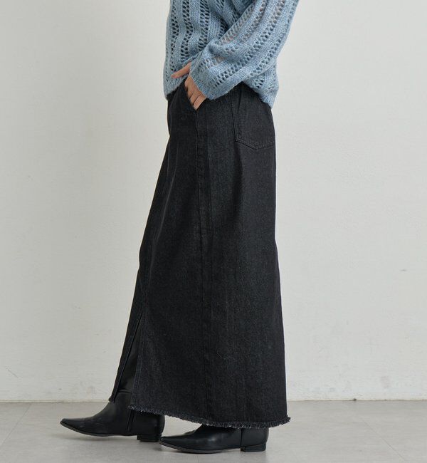  「《大人カジュアルに◎》裾フリンジデニムスカート」|スカート|