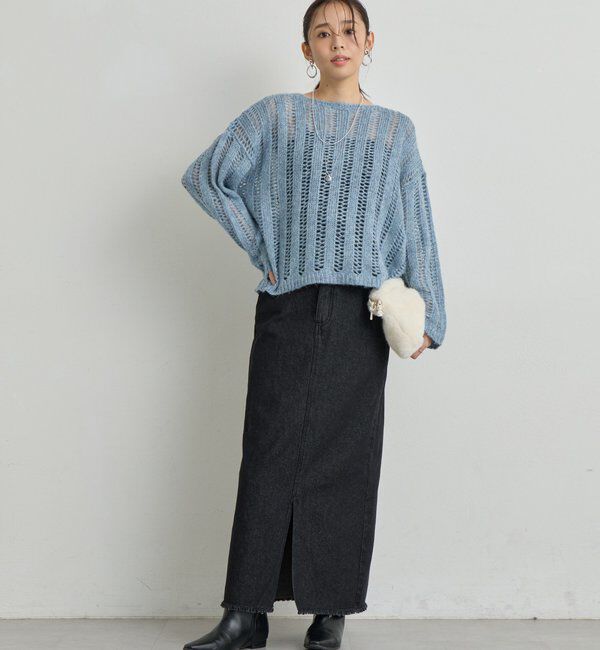  「《大人カジュアルに◎》裾フリンジデニムスカート」|スカート|