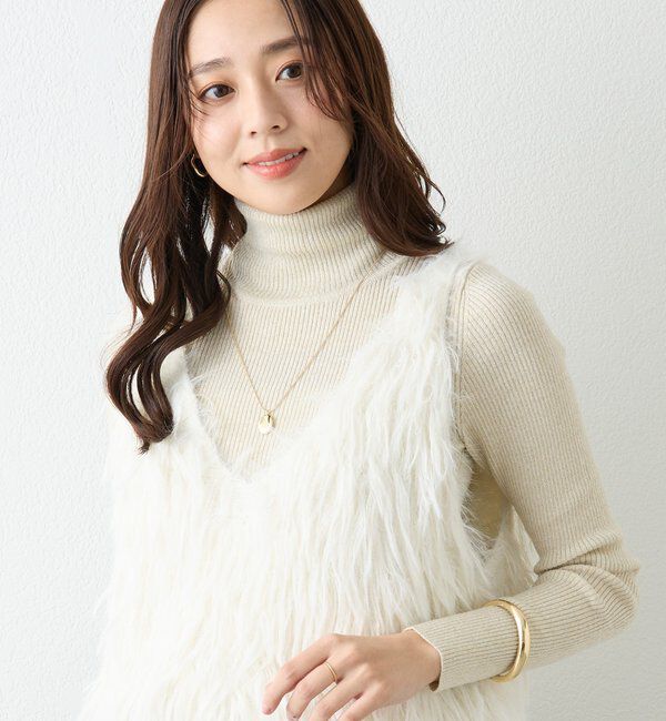  「《さりげなくお洒落に◎》ラメタートルネック」|ニット・セーター|ゴールド