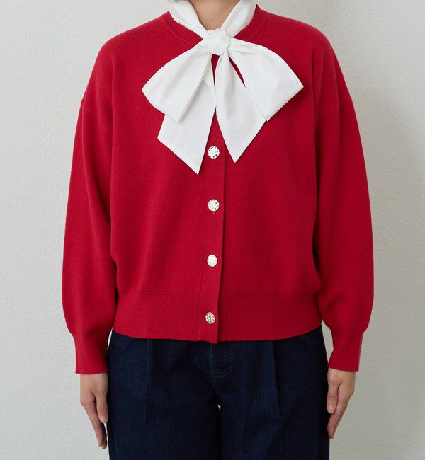  「《大人フェミニンな雰囲気に》2WAYレース襟ボウタイカーデ」|ニット・セーター|