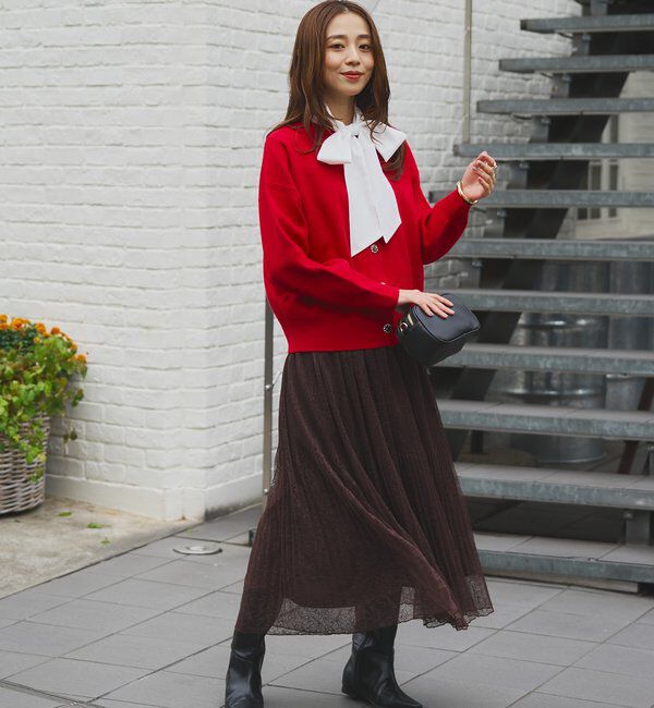  「《大人フェミニンな雰囲気に》2WAYレース襟ボウタイカーデ」|ニット・セーター|