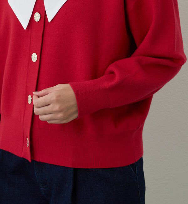  「《大人フェミニンな雰囲気に》2WAYレース襟ボウタイカーデ」|ニット・セーター|