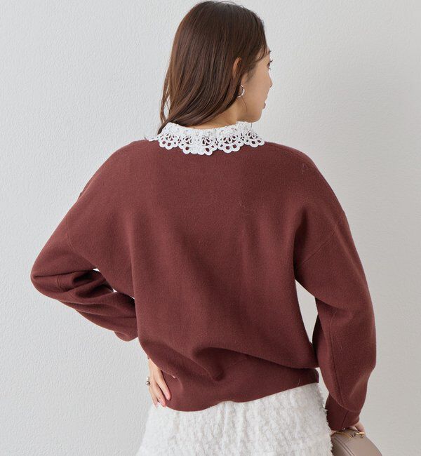  「《大人フェミニンな雰囲気に》2WAYレース襟ボウタイカーデ」|ニット・セーター|