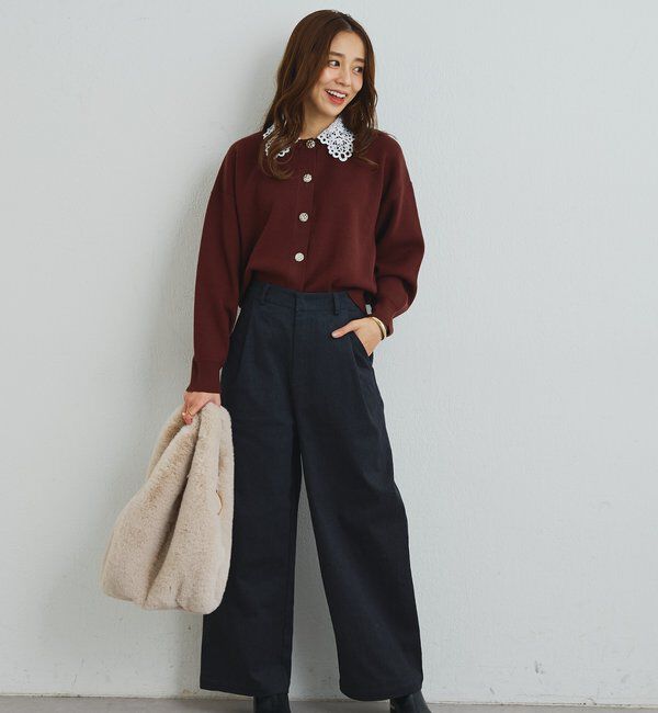  「《大人フェミニンな雰囲気に》2WAYレース襟ボウタイカーデ」|ニット・セーター|