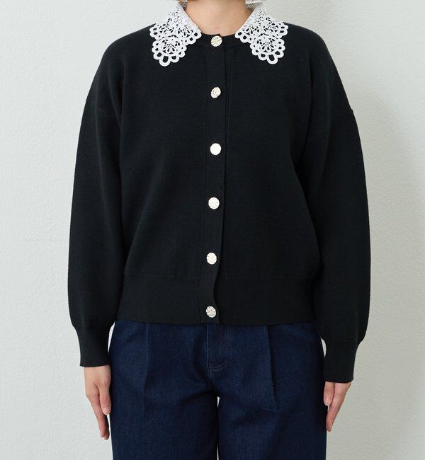  「《大人フェミニンな雰囲気に》2WAYレース襟ボウタイカーデ」|ニット・セーター|