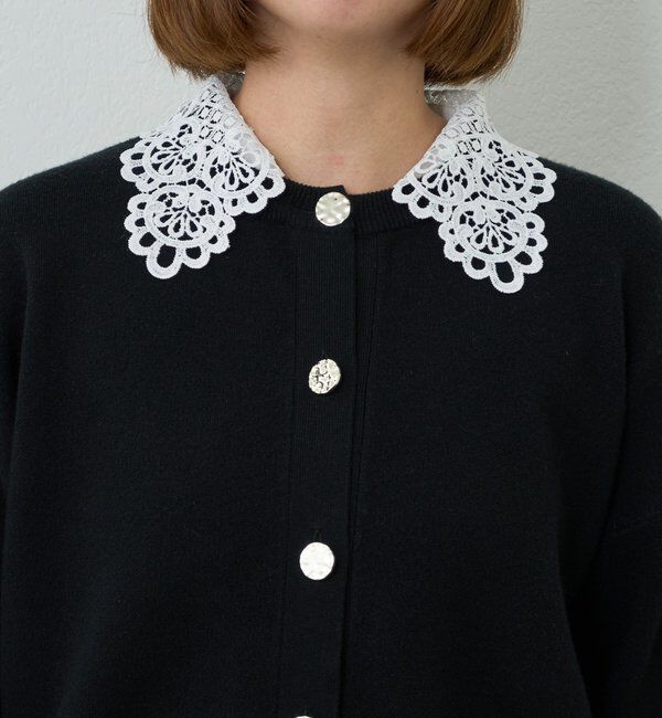  「《大人フェミニンな雰囲気に》2WAYレース襟ボウタイカーデ」|ニット・セーター|