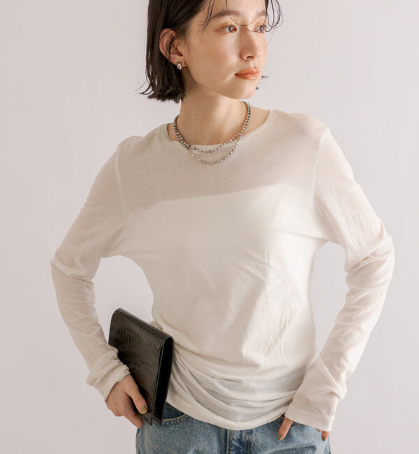  「【MONN.:.(モン)】シアーロンT」|Tシャツ・カットソー|ホワイト