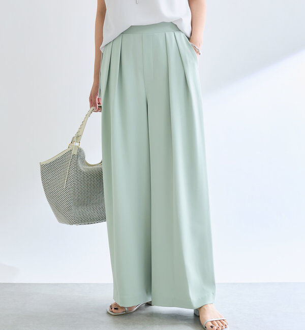  「【ウォッシャブル】【シーズンレスで使える】タックワイドスラックス」|チノ|