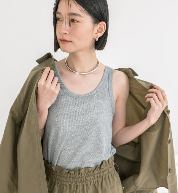  「【コーデのポイントに】ラメリブタンクトップ」|キャミソール|