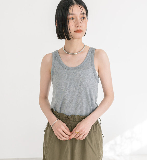  「【コーデのポイントに】ラメリブタンクトップ」|キャミソール|