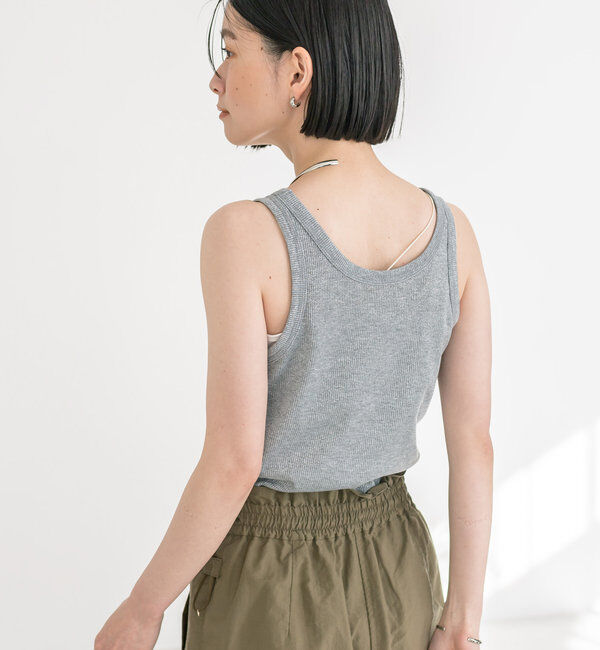  「【コーデのポイントに】ラメリブタンクトップ」|キャミソール|