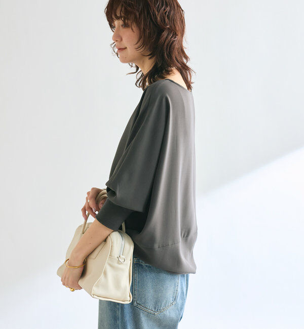  「【レビュー高評価/冷房・日焼け対策◎】リブ付きジョーゼットドルマンブラウス」|シャツ・ブラウス|