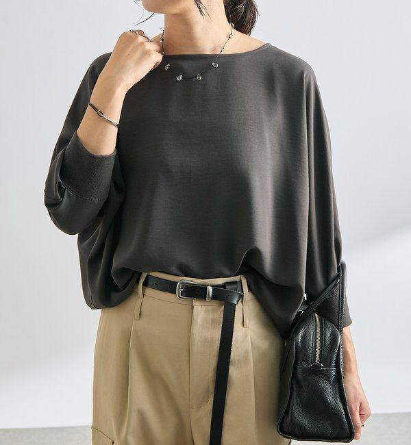  「【レビュー高評価/冷房・日焼け対策◎】リブ付きジョーゼットドルマンブラウス」|シャツ・ブラウス|