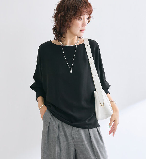  「【レビュー高評価/冷房・日焼け対策◎】リブ付きジョーゼットドルマンブラウス」|シャツ・ブラウス|