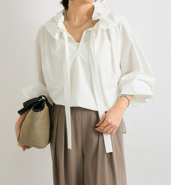  「【着映え◎】ギャザーフリルカラーブラウス」|シャツ・ブラウス|