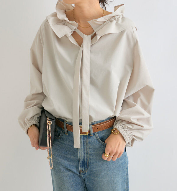  「【着映え◎】ギャザーフリルカラーブラウス」|シャツ・ブラウス|