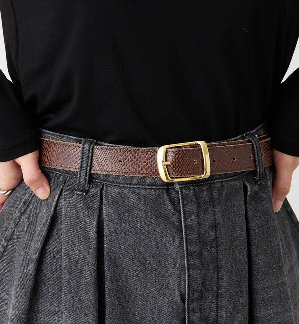  「【MONN.:.(モン)】SHIHOコラボ型押しベルト」|ベルト|ダークブラウン