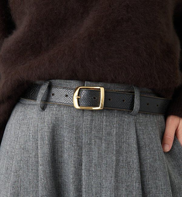  「【MONN.:.(モン)】SHIHOコラボ型押しベルト」|ベルト|ブラック