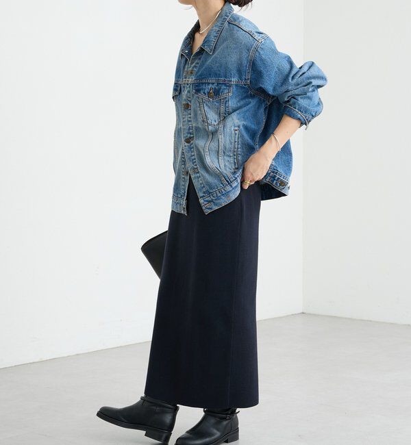  「【楽ちん美シルエット】コットンストレッチニットスカート」|スカート|