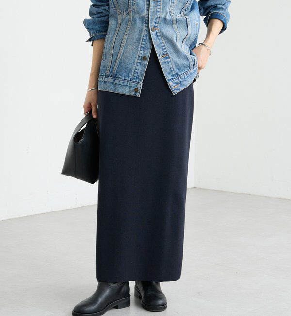  「【楽ちん美シルエット】コットンストレッチニットスカート」|スカート|
