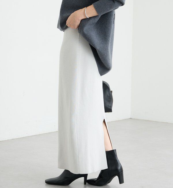  「【楽ちん美シルエット】コットンストレッチニットスカート」|スカート|