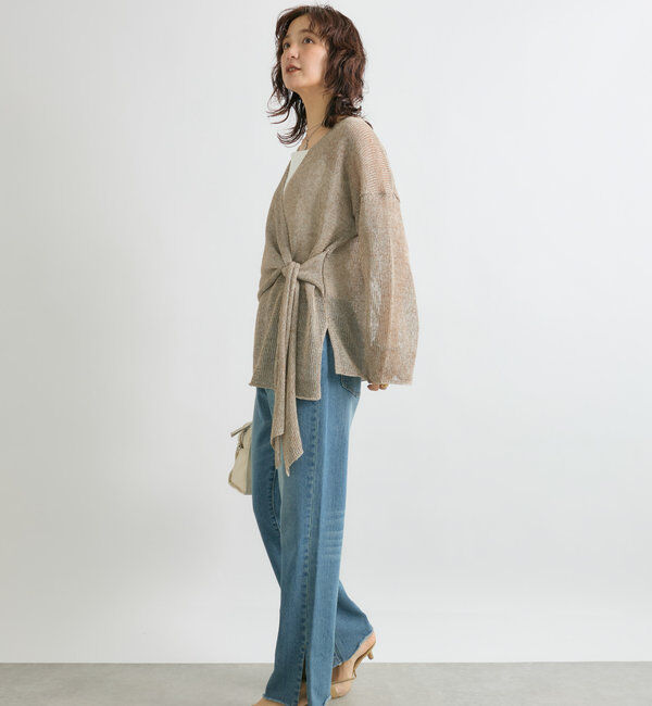  「【女性らしいシルエット】ストローヤーンカシュクールニット」|ニット・セーター|