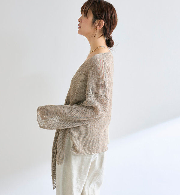  「【女性らしいシルエット】ストローヤーンカシュクールニット」|ニット・セーター|
