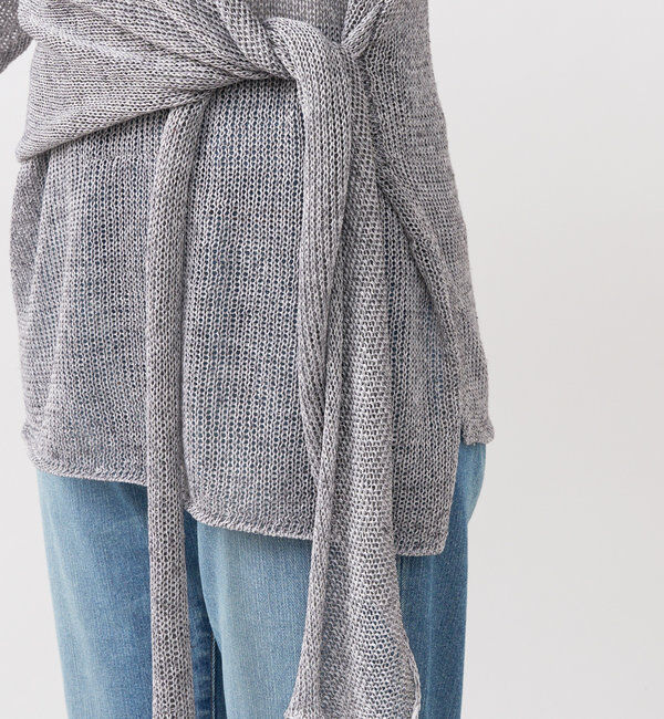  「【女性らしいシルエット】ストローヤーンカシュクールニット」|ニット・セーター|