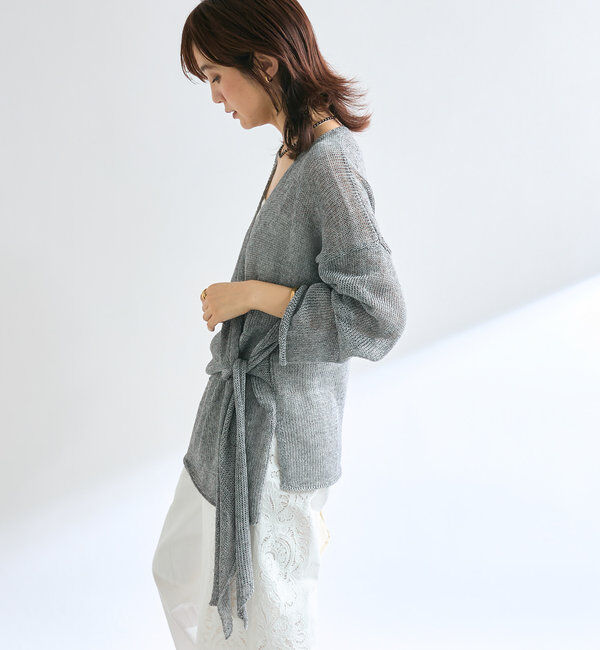  「【女性らしいシルエット】ストローヤーンカシュクールニット」|ニット・セーター|