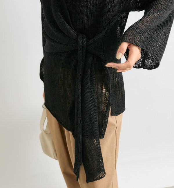  「【女性らしいシルエット】ストローヤーンカシュクールニット」|ニット・セーター|