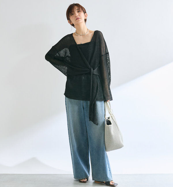  「【女性らしいシルエット】ストローヤーンカシュクールニット」|ニット・セーター|