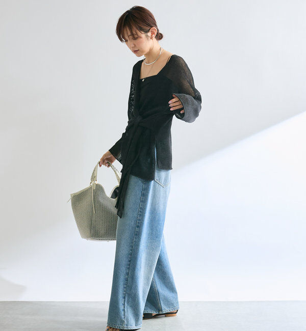  「【女性らしいシルエット】ストローヤーンカシュクールニット」|ニット・セーター|