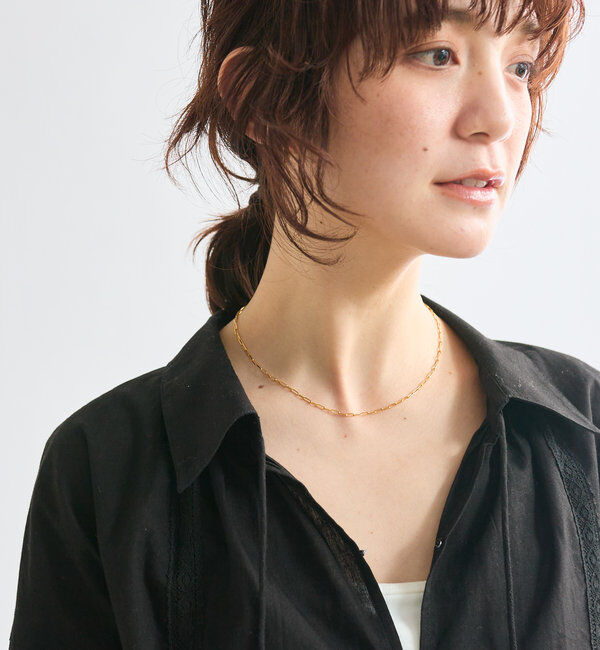  「【さり気ないポイントに】SV925ゴールドチェーンショートネックレス」|リング|