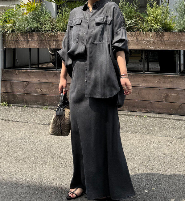  「【セットアップ可】ドレーピーデニムバイアススカート」|スカート|