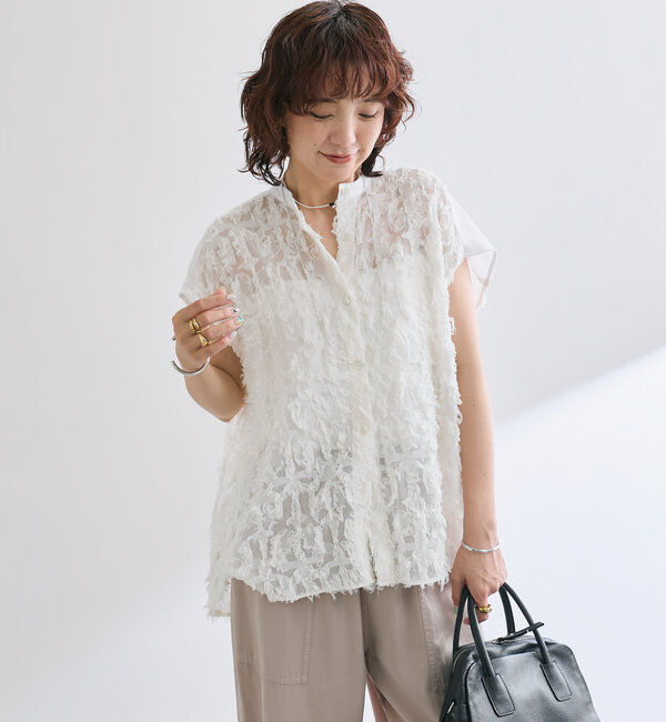  「【着映え◎】カットジャガードフレンチシャツ」|シャツ・ブラウス|