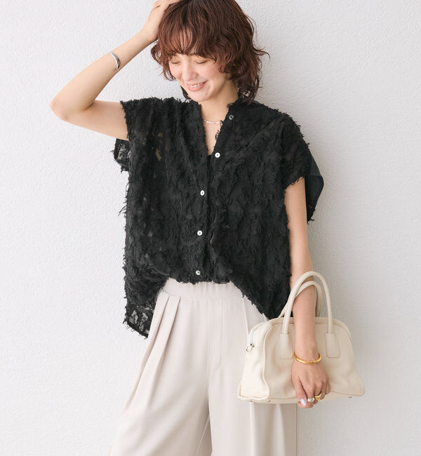  「【着映え◎】カットジャガードフレンチシャツ」|シャツ・ブラウス|