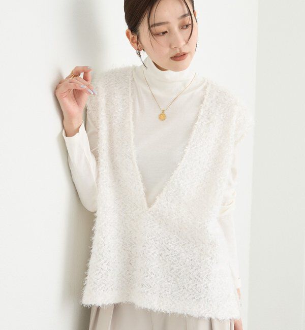  「予約【新色追加/着映え】フェザーチュールベスト」|ベスト・ジレ|オフホワイト