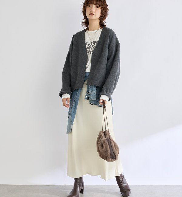  「【シーズンムードを高める】フェイクファードローストリングバッグ」|クラッチバッグ|