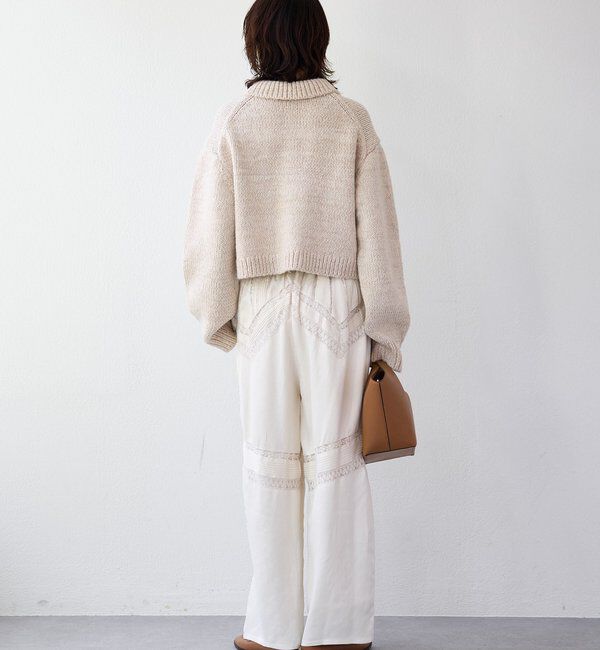  「【a Nice （ア ・ニース）】ピンタックレースパンツ」|チノ|