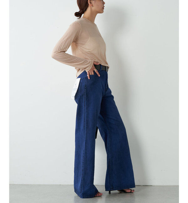  「【ai no de】ogamoレザーライクバギーパンツ」|デニム|