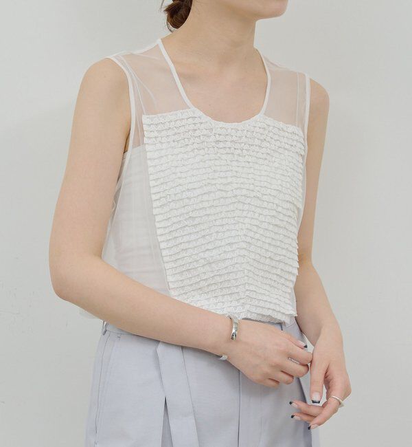  「【HERITANOVUM】ラッフルボザムスリーブレスブラウス」|シャツ・ブラウス|