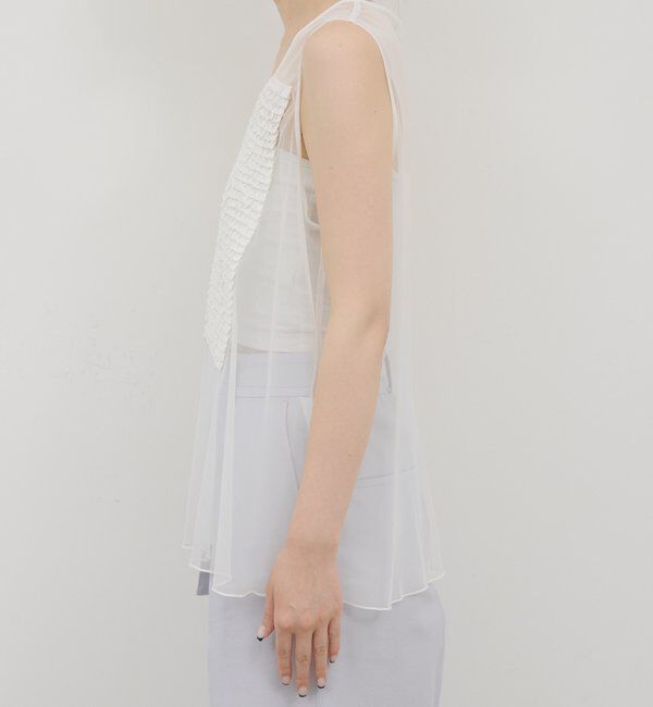  「【HERITANOVUM】ラッフルボザムスリーブレスブラウス」|シャツ・ブラウス|