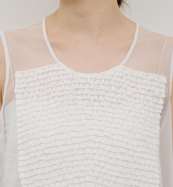  「【HERITANOVUM】ラッフルボザムスリーブレスブラウス」|シャツ・ブラウス|